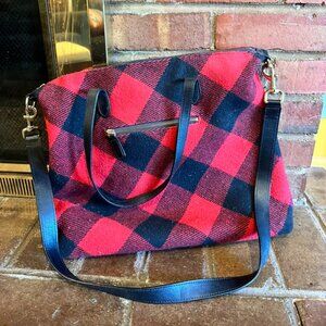 Talbots Buffalo Check Red and Black Plaid Slouchy Handbag